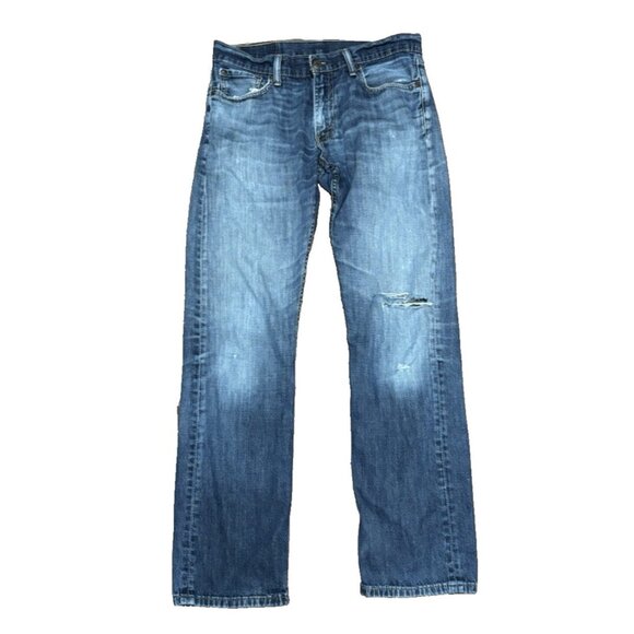 Levi's Other - Levi's 514 Jeans Mens 32x32 Blue Slim Straight Distressed Denim Ripped Zip Fly